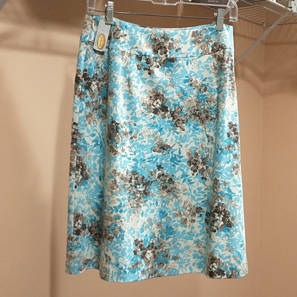 Talbots Skirt NWT 8P Ivory/Brown/Tan/Turquoise